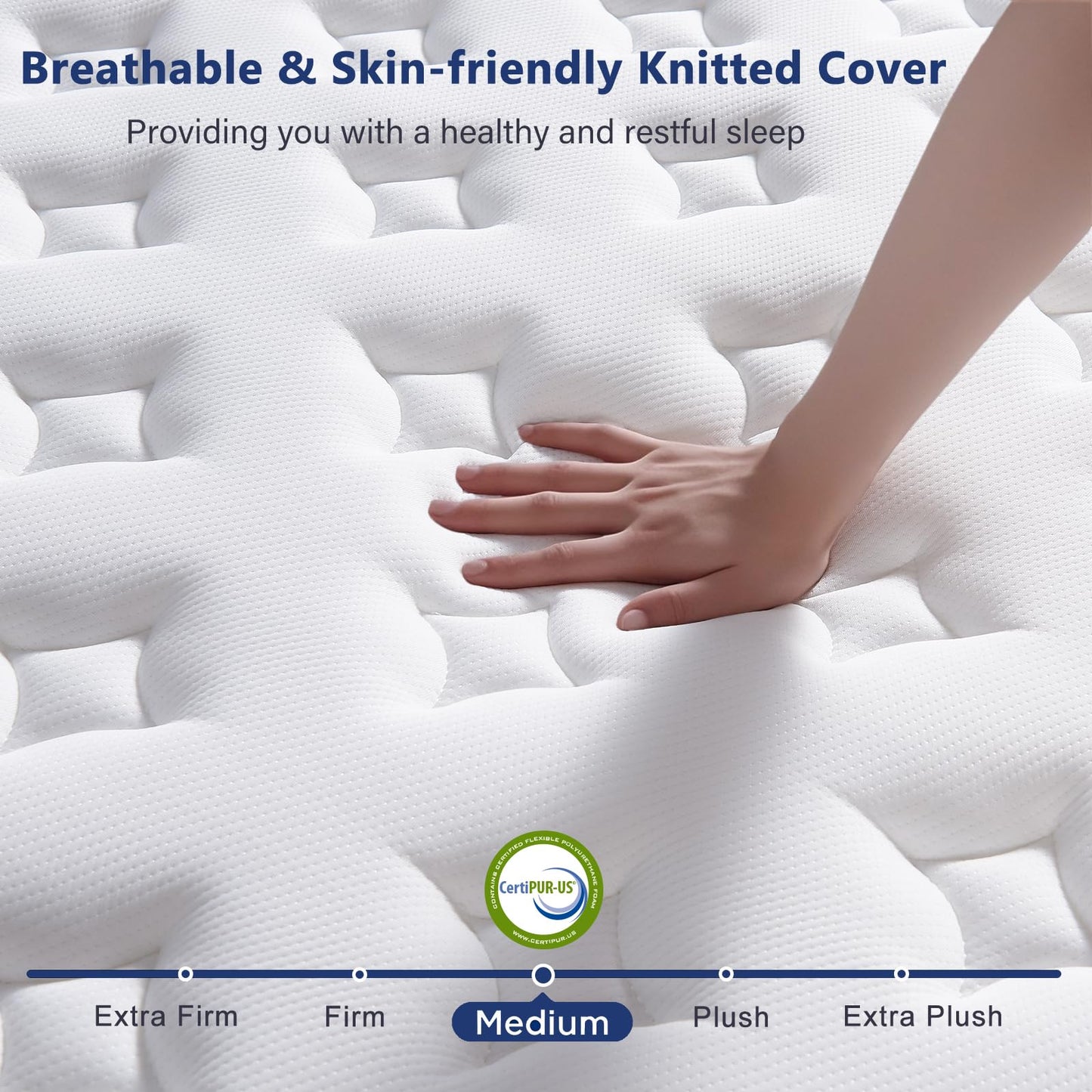SEZMOONSI 4FT6 Double Mattresses, 10.6 Inch Gel Memory Foam Pocket Sprung Mattress Double Size for Pressure & Back Pain Relief