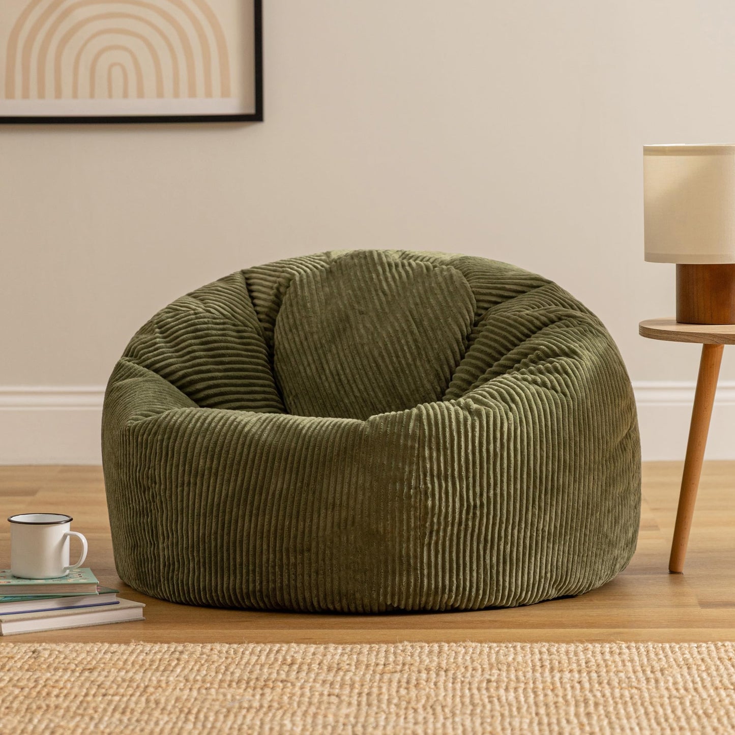 icon Kingston Cord Bean Bag with Filling Included, Set of 2, Green