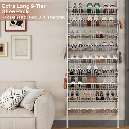 Ornestia Wall Mounted Shoe Rack,Metal Shoe Storage for Over Door,White 70cm