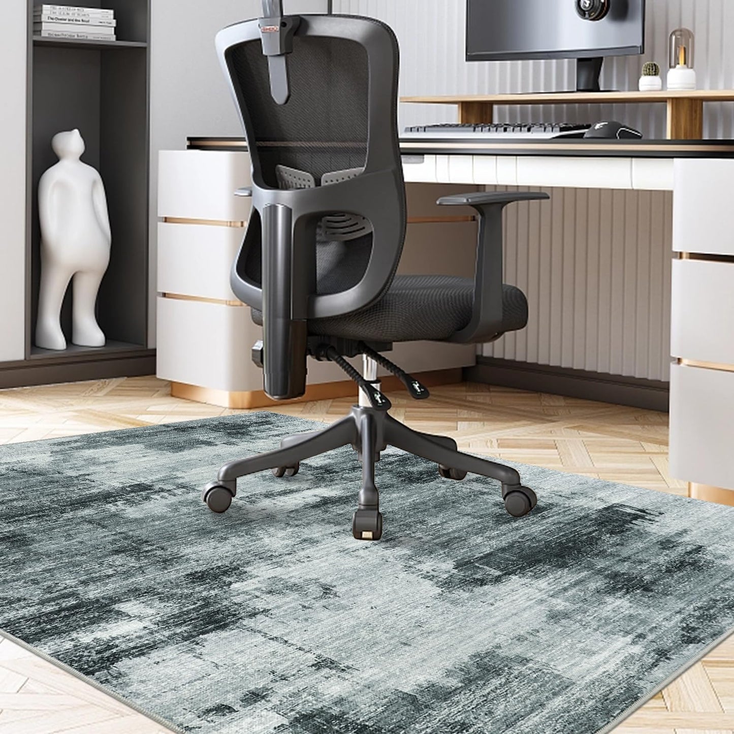 Famibay Office Chair Mat for Hardwood Floor 120x150cm Desk Chair Mat Large Dark Grey Office Chair Floor Protector Mat Rubber for Hard Wooden Tile