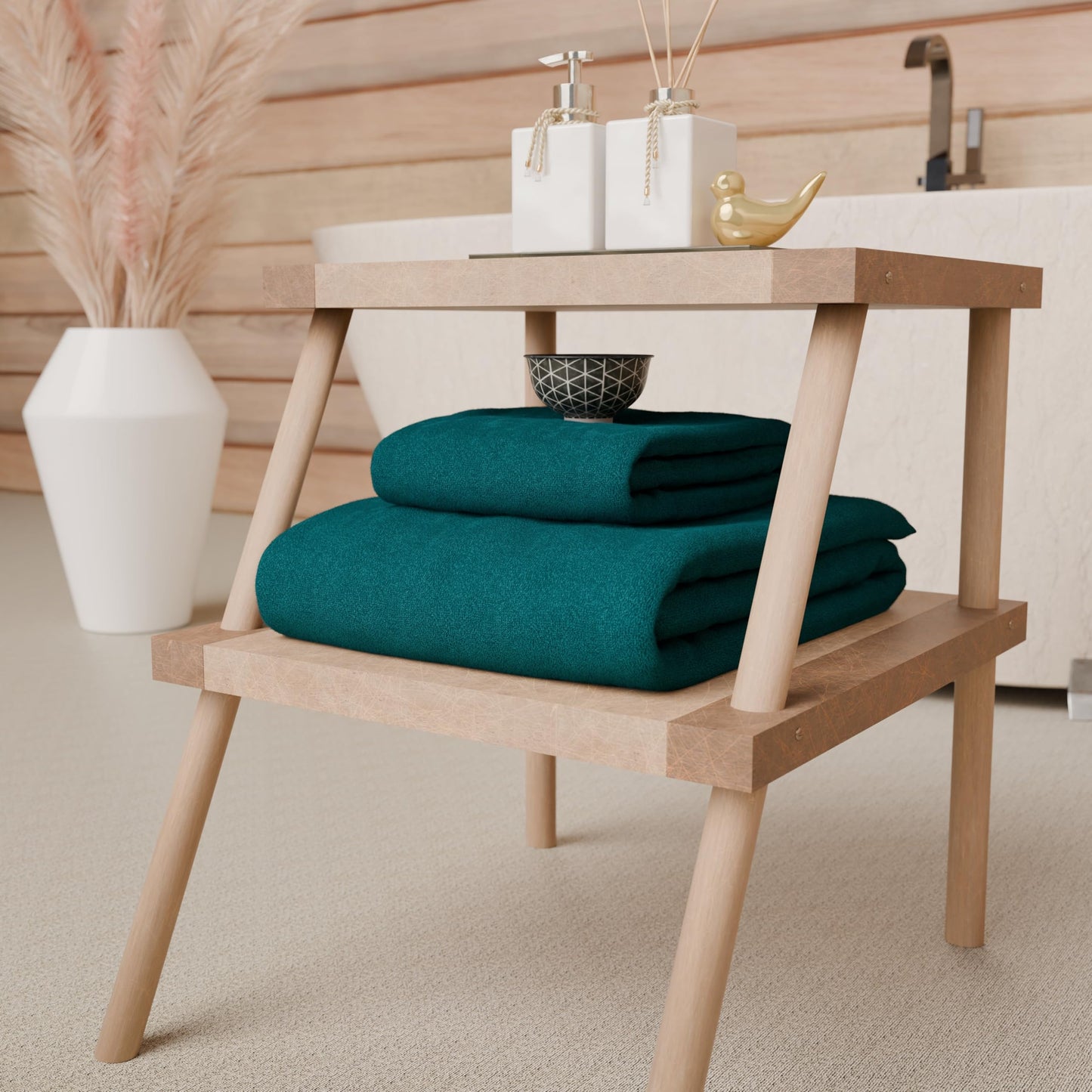 PETTI Artigiani Italiani - Bath Towels in 100% Cotton Terry Towel, 3+3 Towel Set, 6 Pieces 3 Face Towels and 3 Hand Towels, Teal Towels