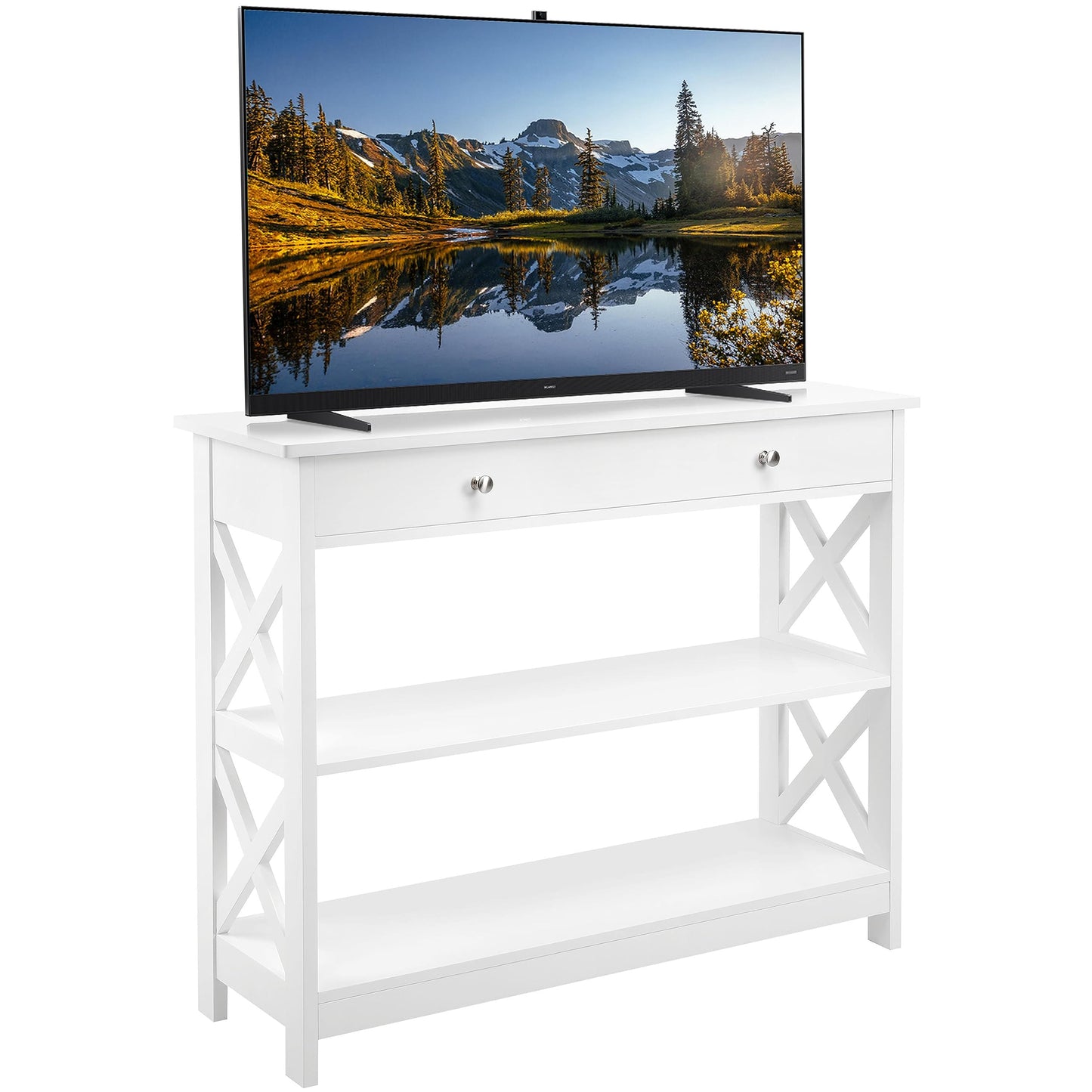 Yaheetech Console Table, Drawer & Shelves, 99.8 × 29.8 × 80 cm, White
