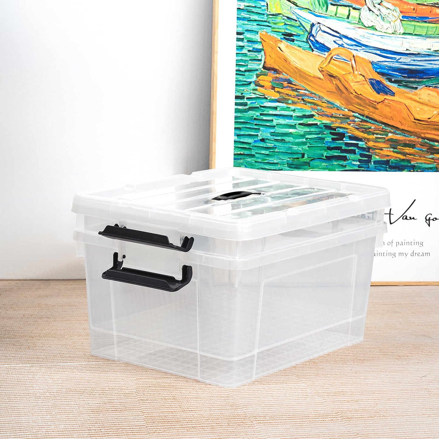 Cetomo 35L*3 Storage Boxes, Carry Plastic Storage Box with Lids, Clear Organizing Container with Handle and Secure Latches