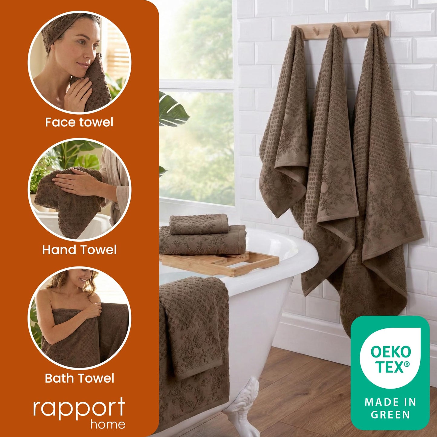 Rapport Home Versailles Jacquard 6-Piece Towel Bale | Luxurious 100% Cotton 500GSM Bathroom Set for Soft Absorbent Comfort and Elegant Style