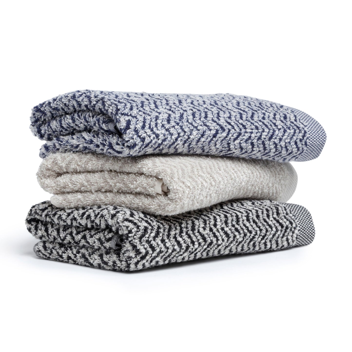 Möve Brooklyn Herringbone Guest Towel 50 x 30 cm 85% Cotton / 10% Viscose / 5% Linen Natural/Deep Sea