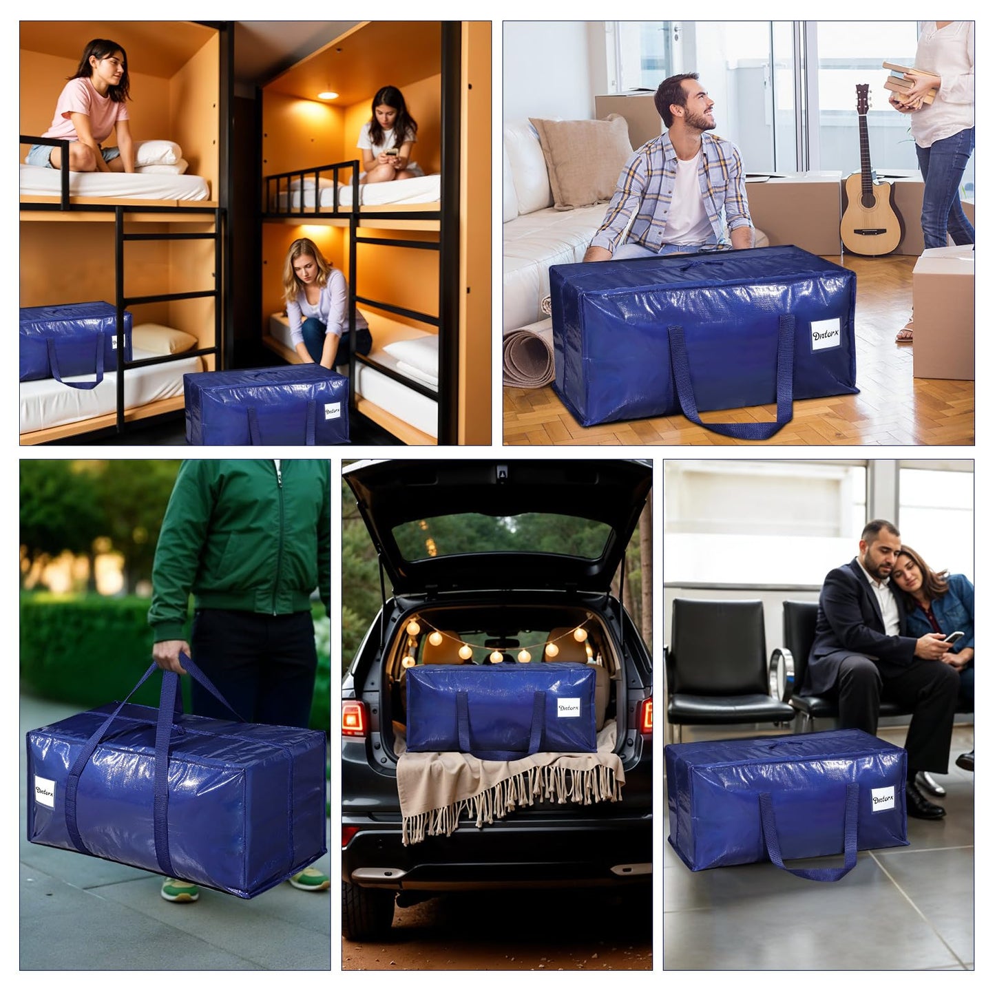 Dntorx Heavy Duty Moving Bags, 4 Pack 90L Storage Bags Dorm Moving Boxes
