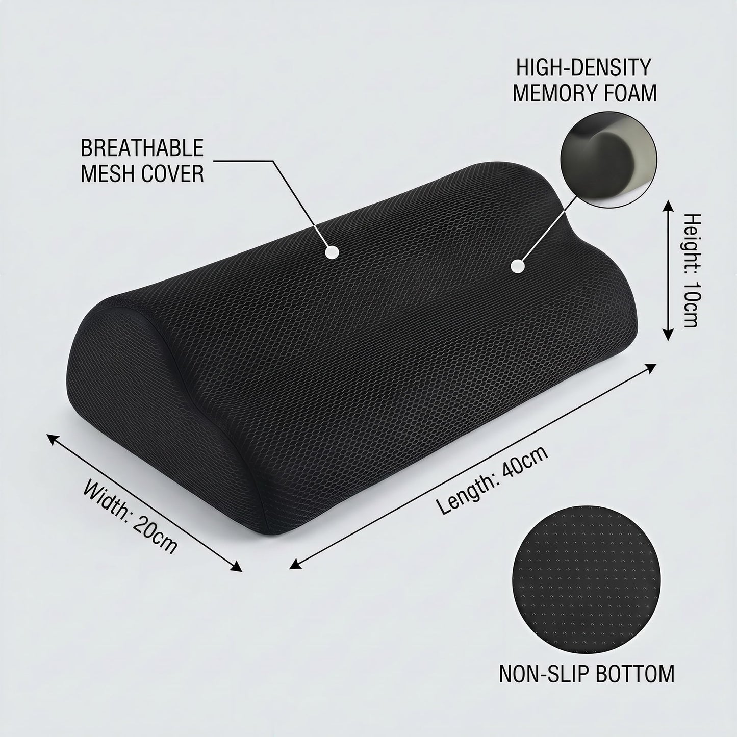 Glamletter Ergonomic Foot Rest for Under Desk, Premium High-Density Foam Footstool with Breathable Mesh & Non-Slip Base