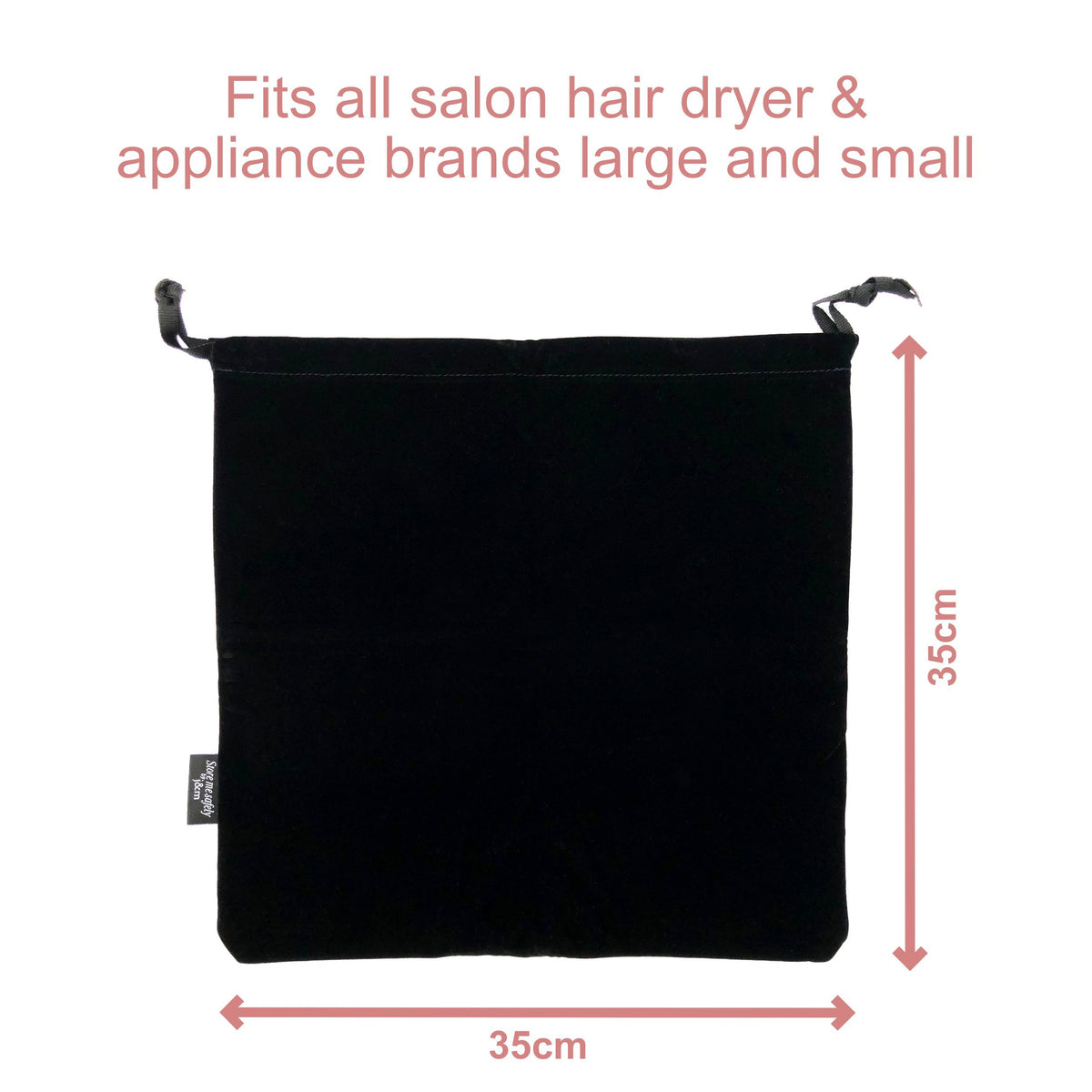 Velvet Hair Dryer Storage Bag with Large Internal Pocket – Soft & Stylish 35x35cm Pouch to Protect Appliances