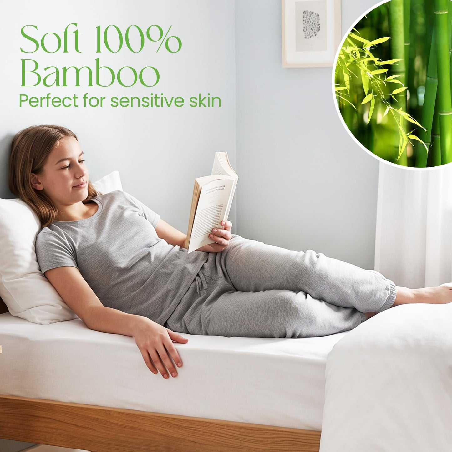 Single Bed Mattress Protector 90x200cm Waterproof 100% Bamboo