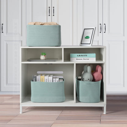 XUANGUO Cotton Rope storage Basket Bins Woven Basket for Organizing Shelves Closet Rectangle Decorative Baskets For storage Clothes Toys Books Towels