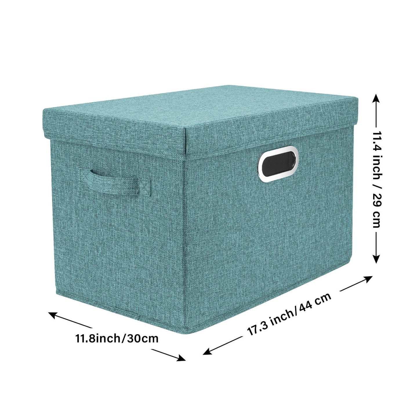 TYEERS Large Storage Box with Lid, Collapsible, Washable, Fabric Storage Box for Clothes, Wardrobe Storage, 44x30x29 cm, Set of 5, Aqua Deep