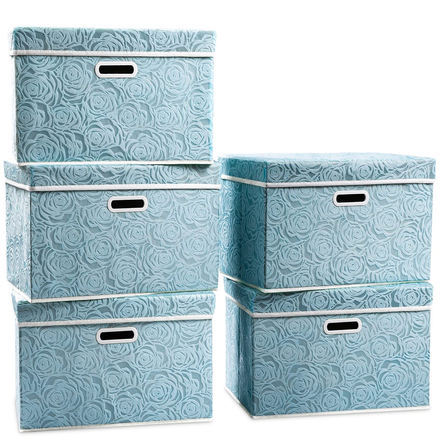 Prandom Storage Boxes with Lids Large.Rose Pattern Fabric Decorative Storage Box, Really Useful Box,Clothing Storage,Cubes