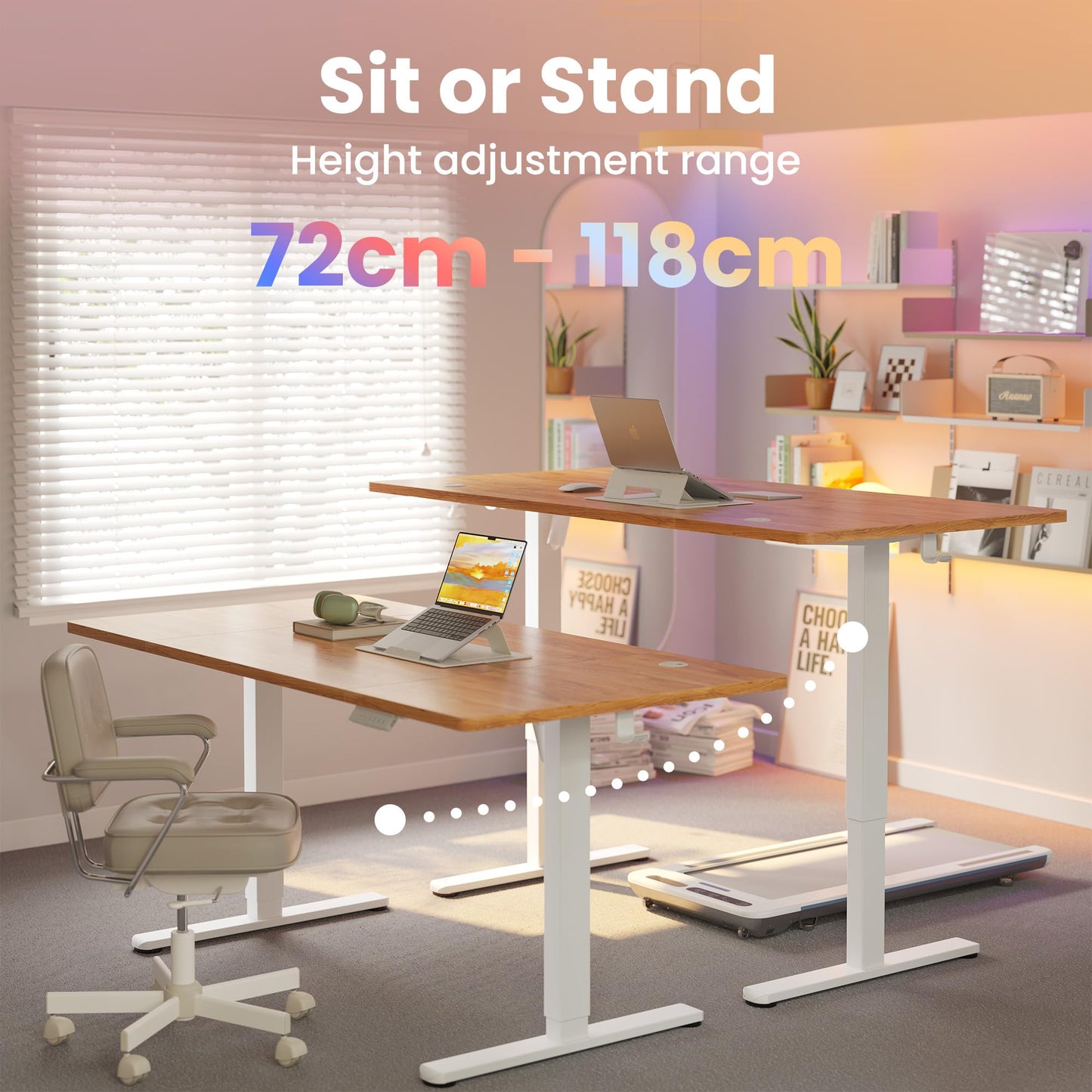 HUANUO Standing Desk 160x80cmcm mit 4 Memory height settings