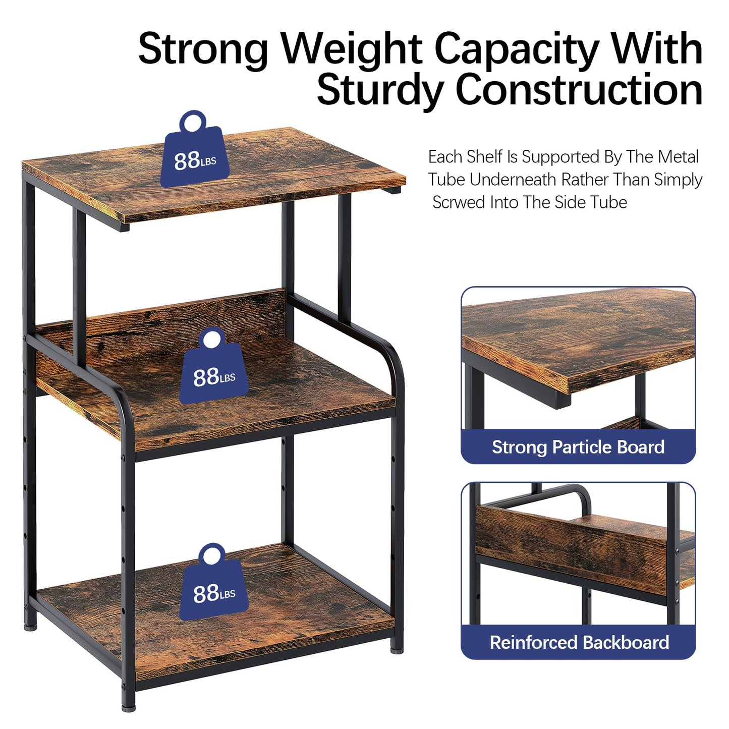 Garden 4 you Printer Stand Table with Storage,3d Printer Shelf,3-Tier Printer Organizer With Shelf and Wheels