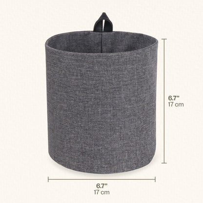 Bigso Box of Sweden Hanging Basket Storage - Round Wall Storage Box with Loop and Linen Look