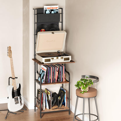 FANNYE Record Player Stand, 6-Tier Record Player Table, Vinyl Record Storage with Extra-Large Desktop, Turntable Stand End Table for Vinyl Record