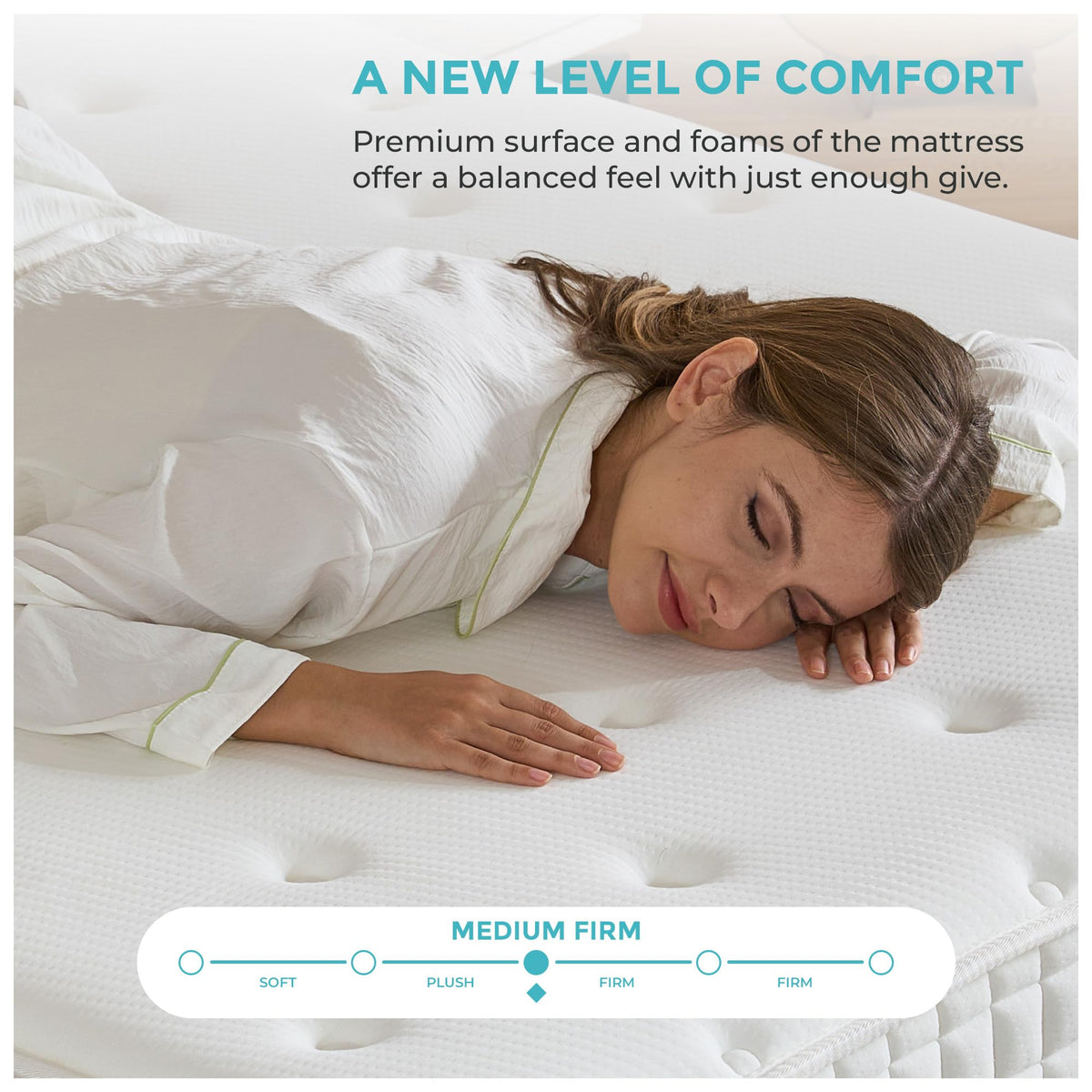Sana Essentials Single Mattress 3FT, 7-Zone Pocket Sprung Foam Support for Comfort, Medium Firm Orthopaedic Design, Motion Isolation