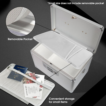 ZORVIDSON Medicine Lock Box with Key, Portable Medication Lock Box with Removeable Tray, Medicine Storage Box for Home (Silver, Medium)