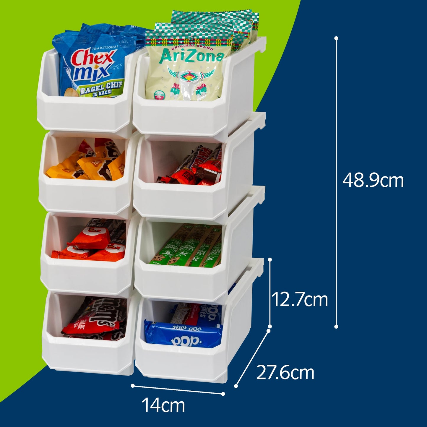 ReadySpace Plastic Containers for Organizing and Storage Bins for Closet, Kitchen, Office, Toys, or Pantry Organization, Medium, 8-Pack, White