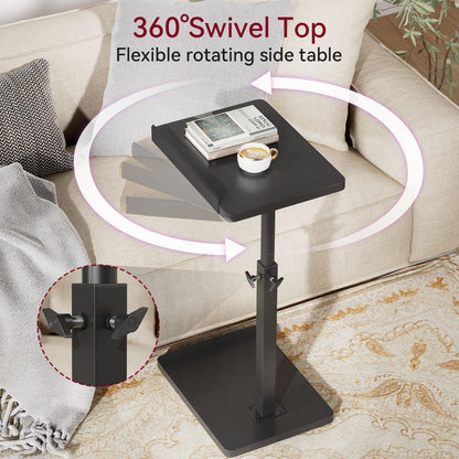 IBUYKE C Shaped Side Table,Flip-Over Panel End Table,Black TVT004B