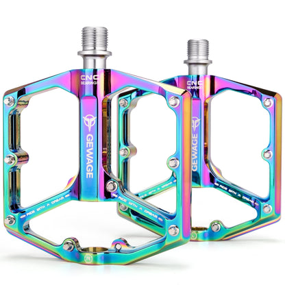 GEWAGE Road/Mountain Bike Pedals - 3 Bearings Bicycle Pedals - 9/16? CNC Machined Flat Pedals with Removable Anti-Skid Nails (Colourful)