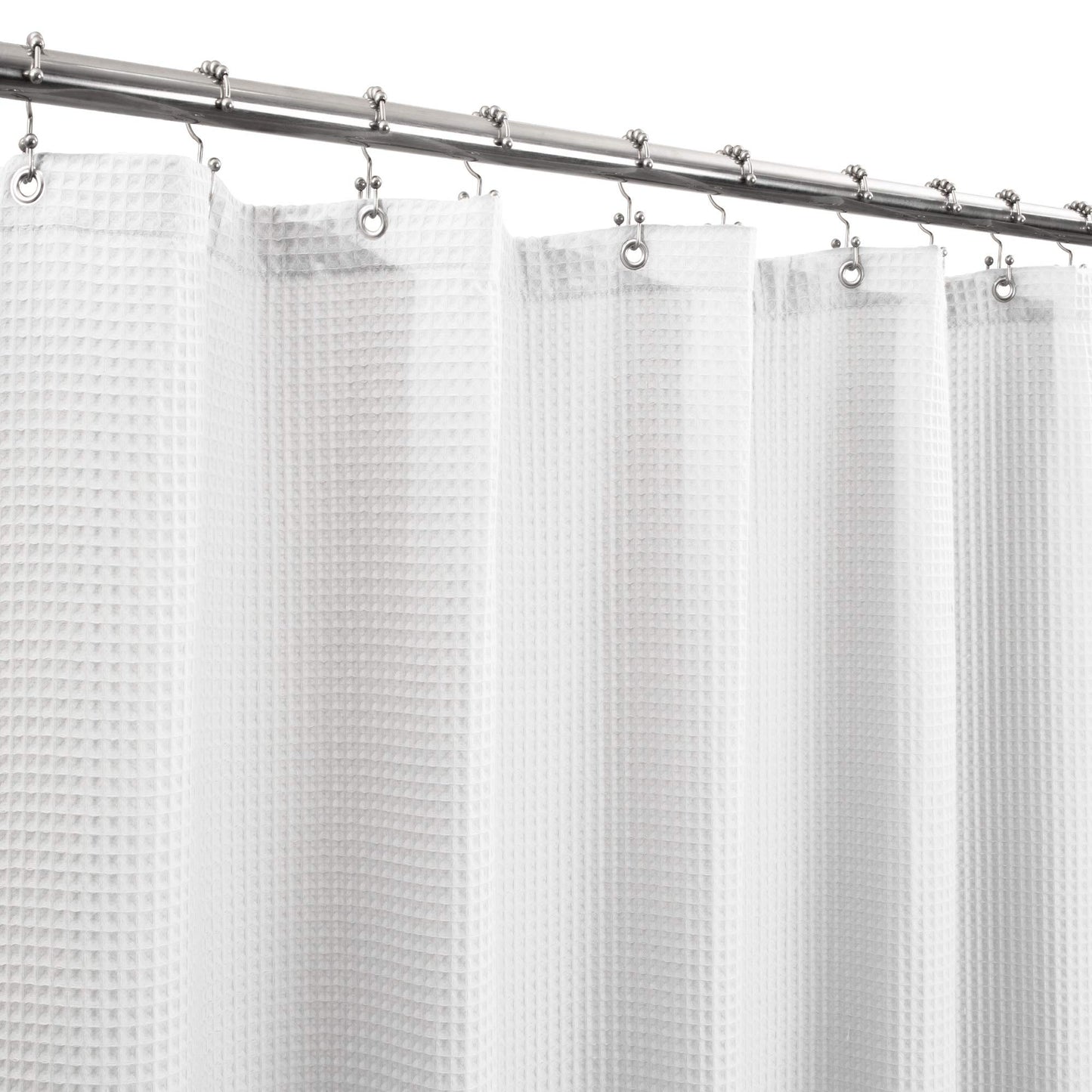 Barossa Design Cotton Blend Shower Curtain Extra Wide 108 Inch - Honeycomb Waffle Weave, Hotel Luxury & Spa, Heavy Weight Fabric, Washable - White