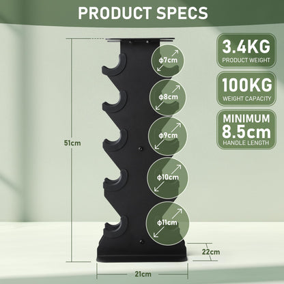 PhysKcal Small Dumbbells Rack, 5-Tier Neoprene Dumbbells Storage Stand, Vertical Dumbbell Tree Stand Weights Holder for Home Gym Exercise Fitness