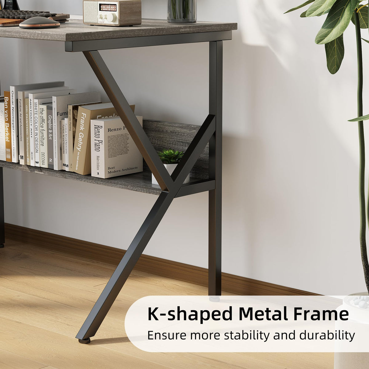 CAIYUN 70cm Computer Desk, Home Office Desk for Home, Small Desk for Spaces, GreyOak Small Table with Monitor Stand