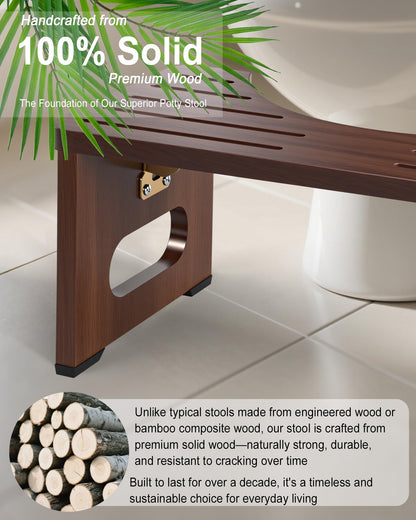 YOSE Wood Toilet Stool Squat Adult, Foldable Squatting Potty for Bathroom, Dual Anti-Slip Potty Step Stool for Pooping