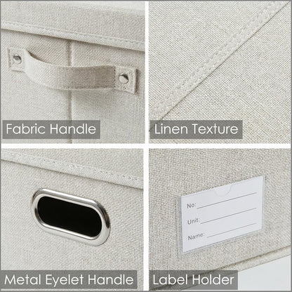 Prandom Storage Boxes with Lids Extra Large,58x40x30cm,Beige1-Pack