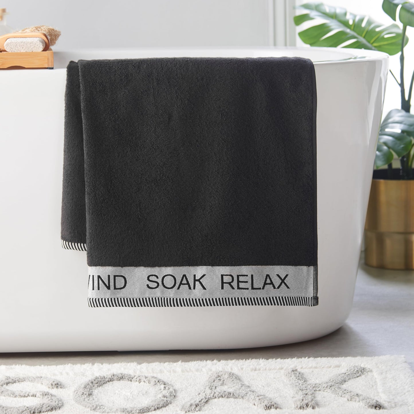 Catherine Lansfield Relax And Unwind 50x85cm Hand Towel Black