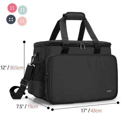 Luxja Sewing Machine Bag with Removable Padding Pad, Carry Case with Pockets for Range of Machines and Accessories, Black