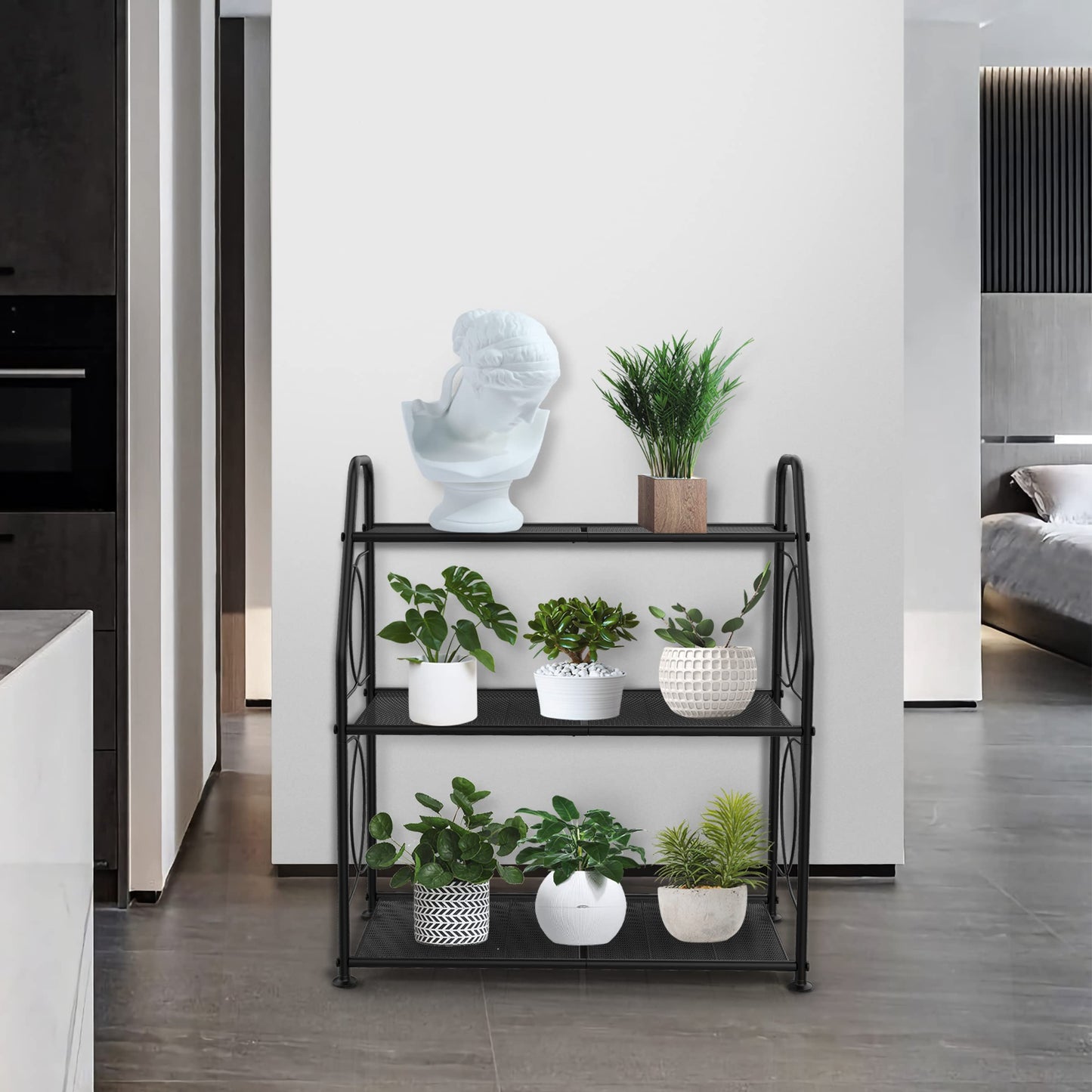 VyGrow Plant Stand, 3-Tier Plant Rack for Indoor and Outdoor Use, Heavy Duty Metal Plant Stand Holder Rack for Outdoor Living Room, Balcony and