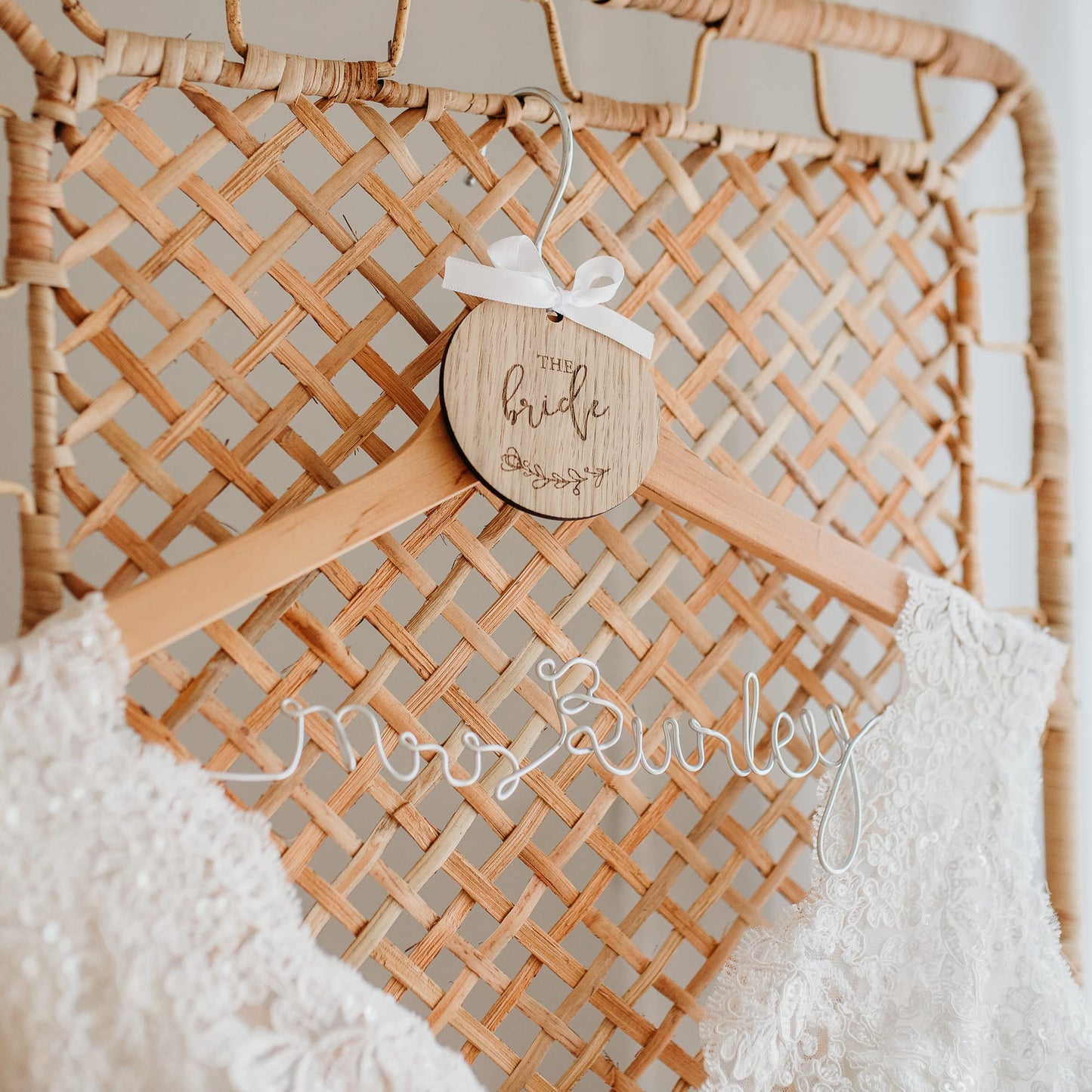 Wooden Wedding Suit Hanger Tag for Father of the Bride/Groom/Page Boy/Usher (Father of the Bride)