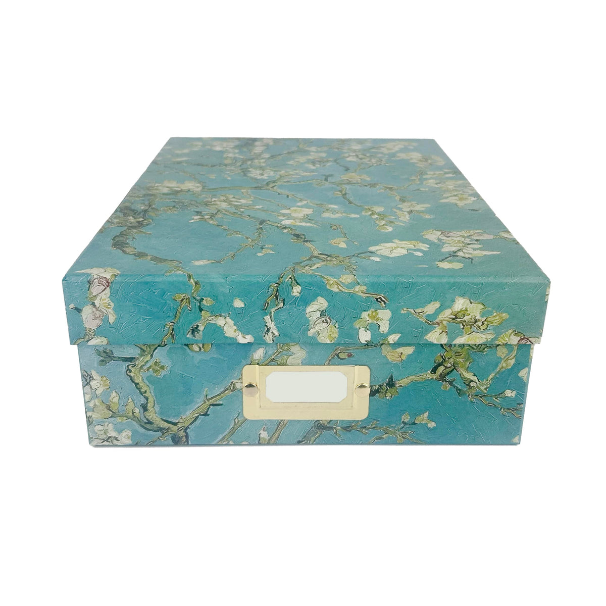 Almond Blossom A4 Storage box | Decorative Storage Box with Van Gogh Design | Home Office | Cardboard Storage Boxes with Lids | Storage Box with Lid