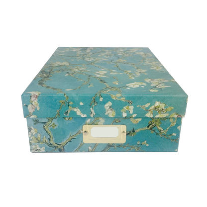 Almond Blossom A4 Storage box | Decorative Storage Box with Van Gogh Design | Home Office | Cardboard Storage Boxes with Lids | Storage Box with Lid
