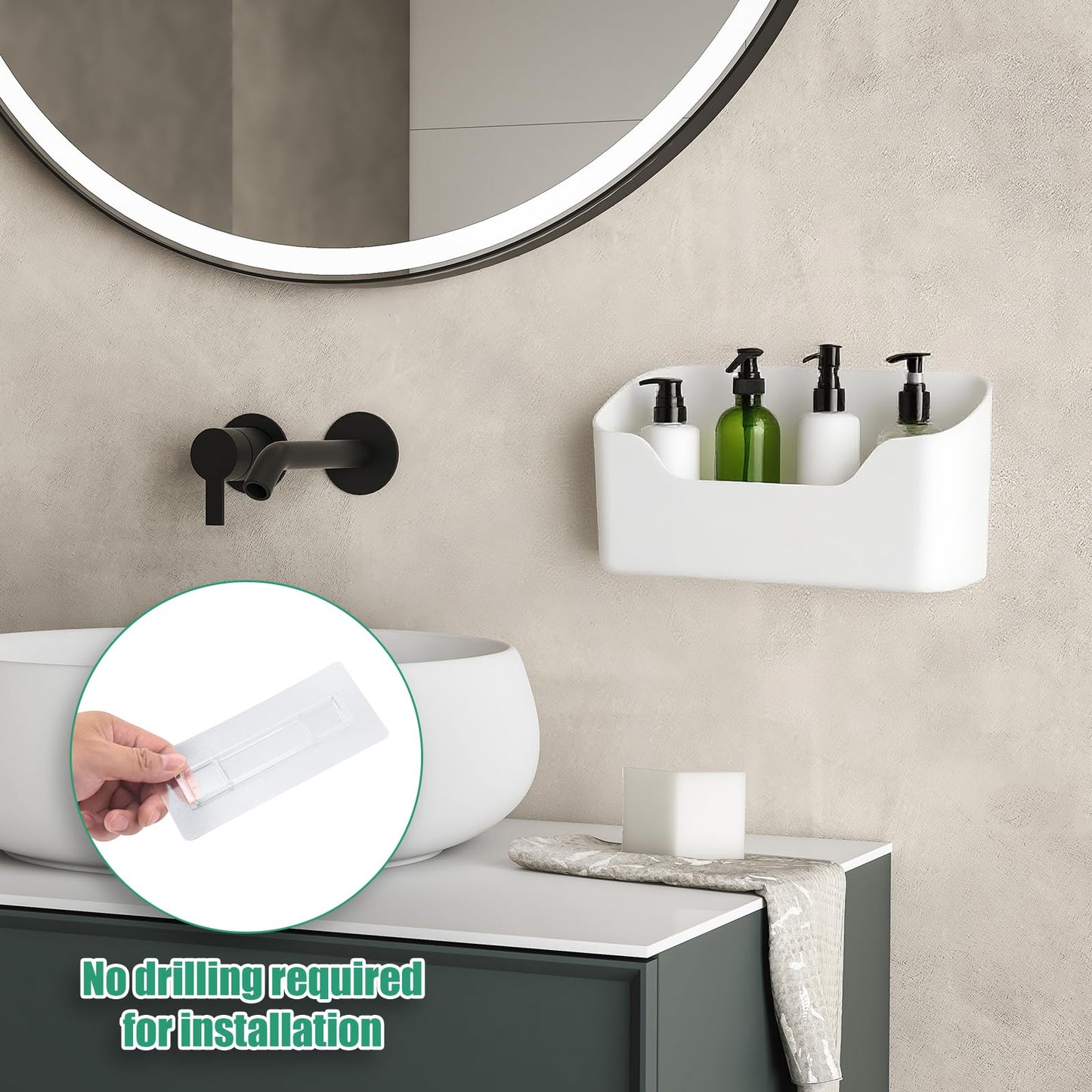 Seahelms 2 Pcs Kitchen Cabinet Door Storage Box, Self-Adhesive Wall Mounted Storage Box Space Saving Cabinet Door Organizer for Small Items, Bathroom