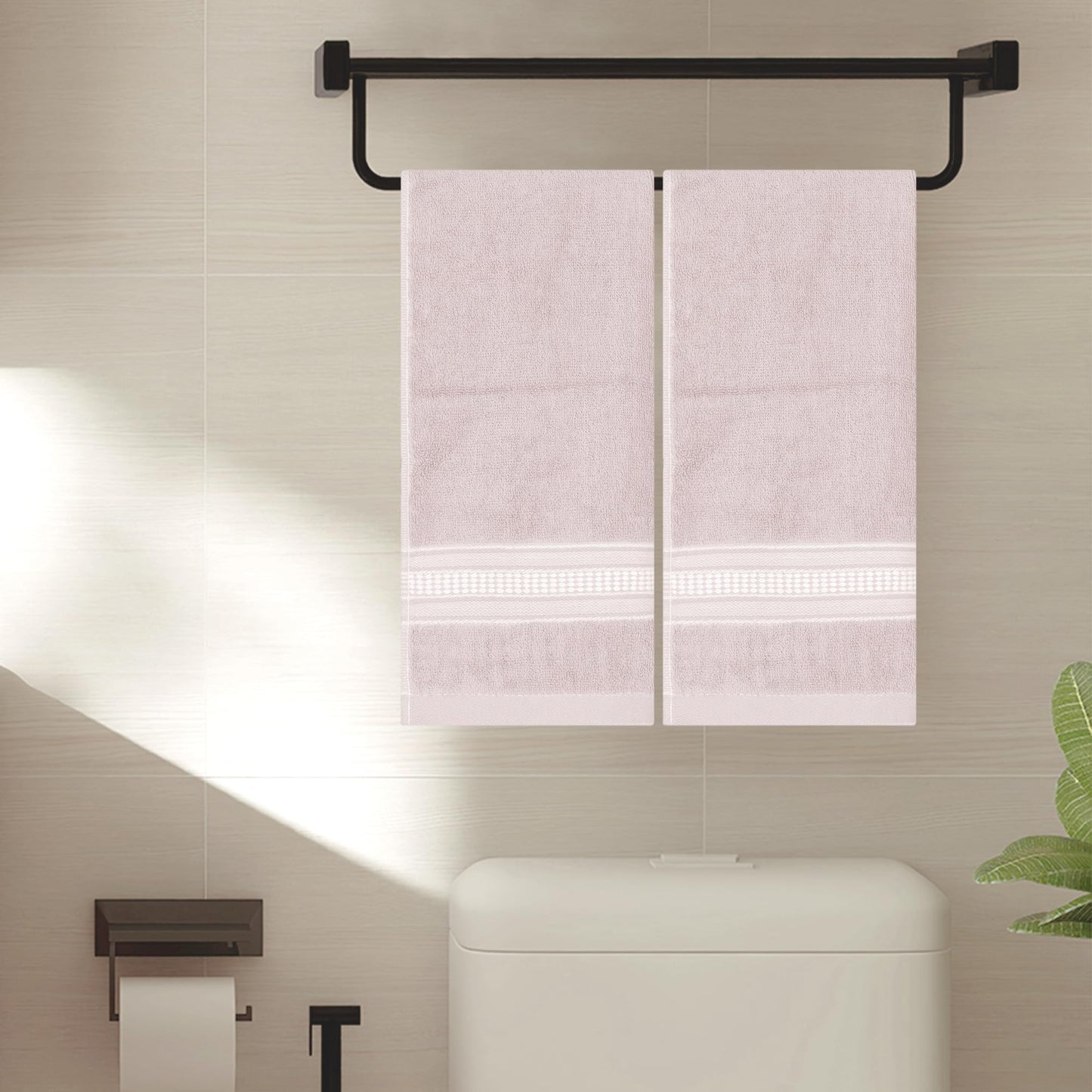 HMETOL 2 Pack Plaid Pattern Comfort and Absorbent Hand Towel Set