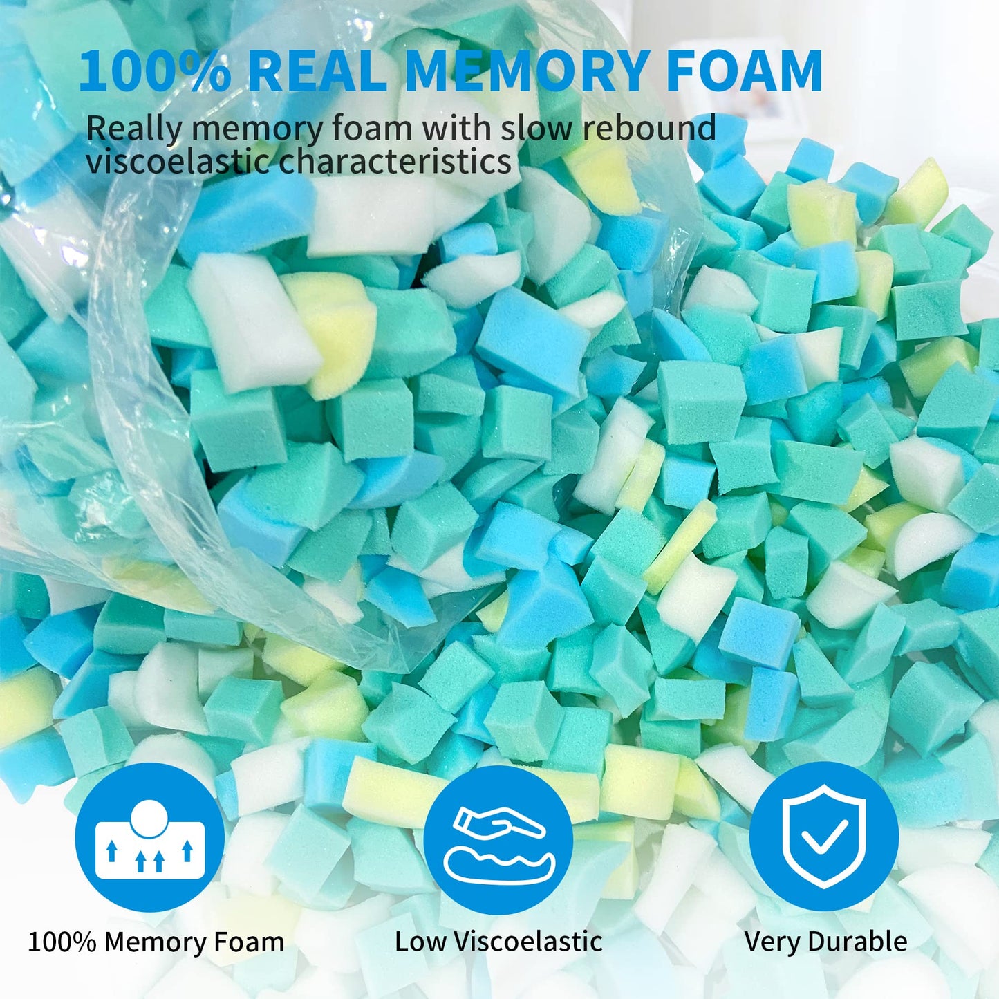 Welacer Multi Color Shredded Memory Foam Filling 9.07KG, Bean Bag Refill