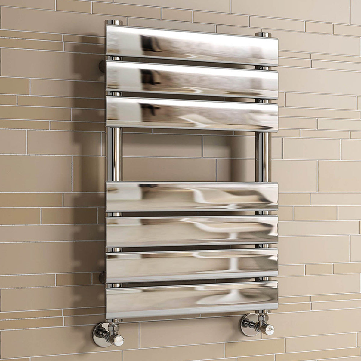 iBathUK Zerith Wall Mounted Flat Panel Heated Towel Rail, 7 Column Slim Flat Steel Hydronic Central Heating Towel Radiator with High Thermal Output