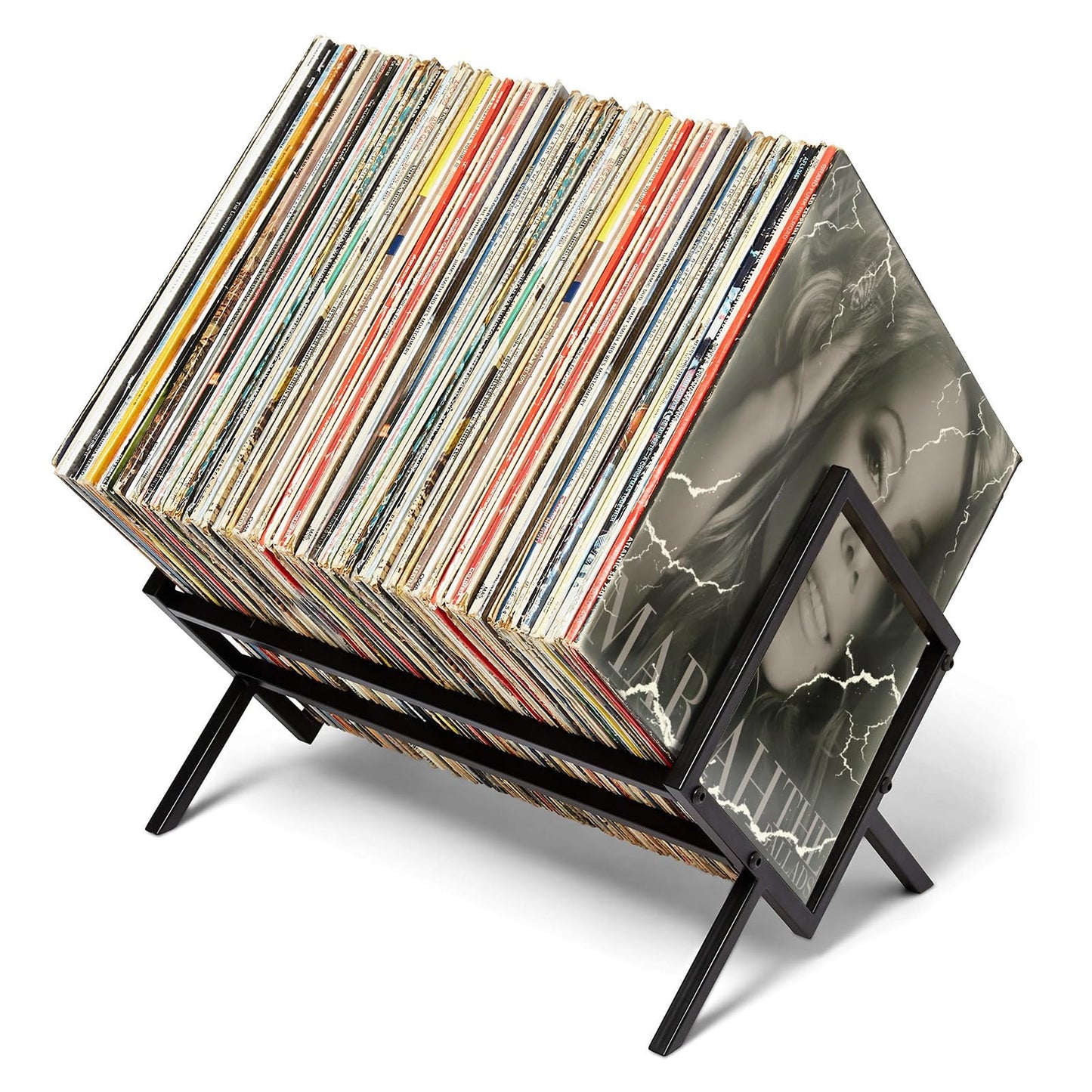 Fesatccoz Vinyl Record Holder for 80–100 LPs, Metal Vinyl Storage Rack
