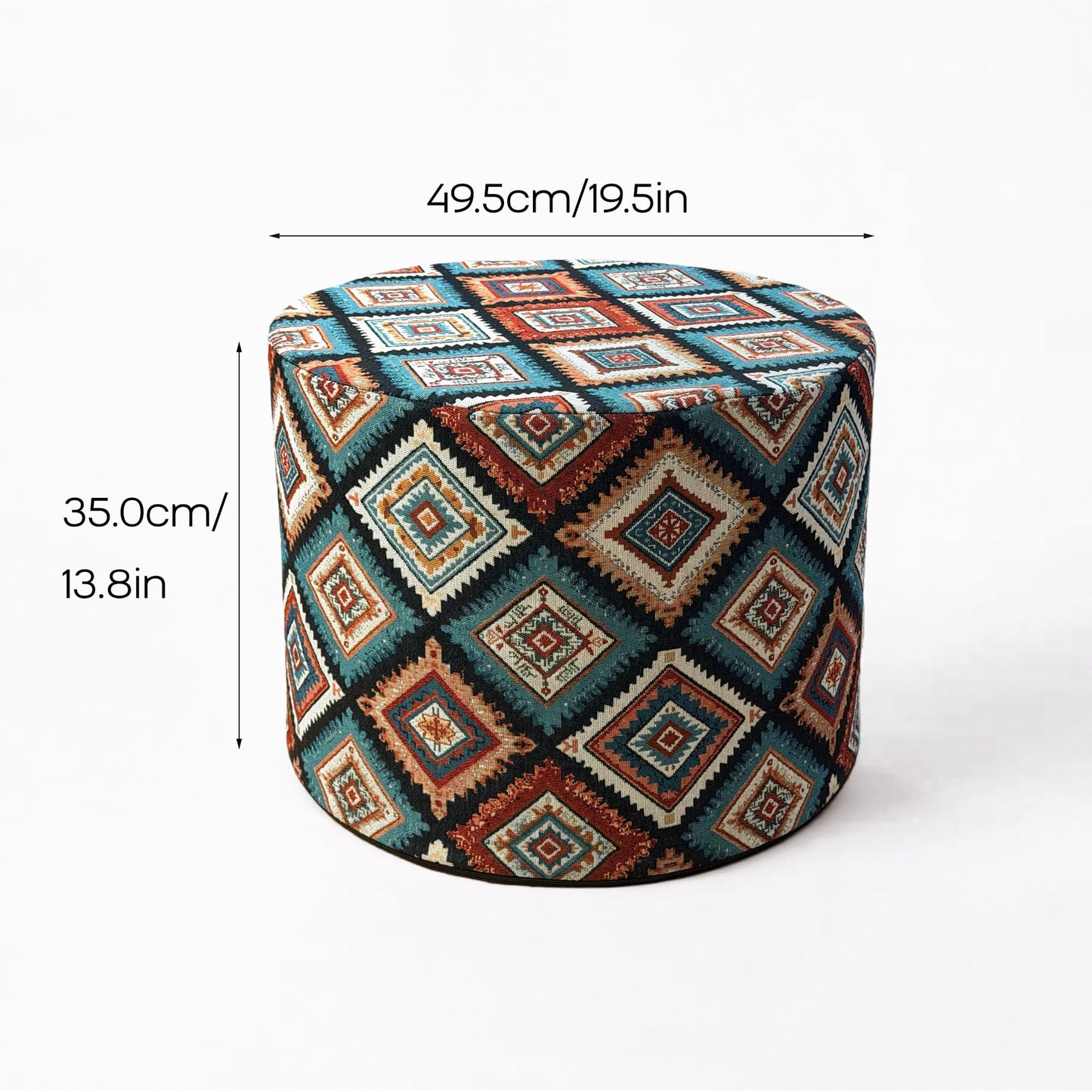 DAWNYIELD Bohemian Style Round Footstool with Removable Washable Cover