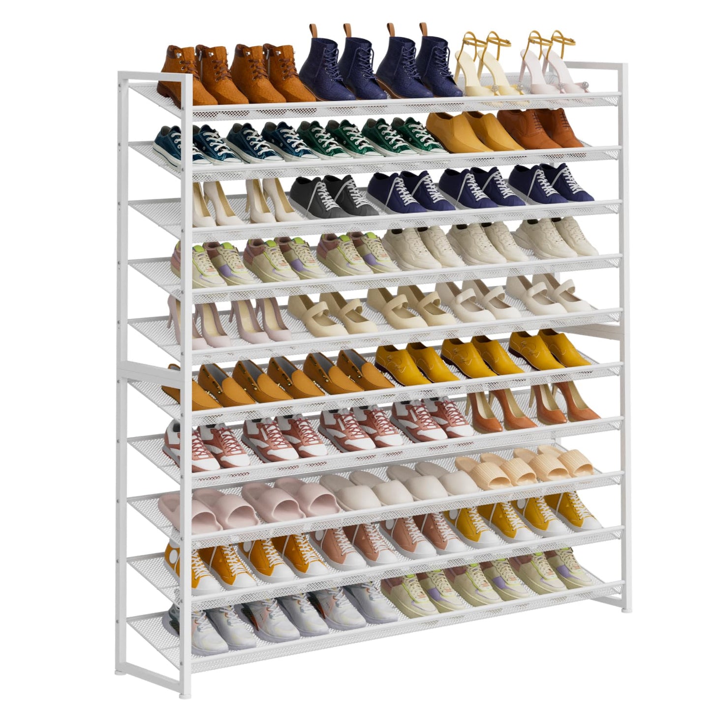 NEYCIL Large Shoe Rack 10 Tier Shoe Organizer, Heavy Duty Metal 5-Tier Stackable Shoe Storage Vertical Shoe Rack for Closet Front Door Entrance