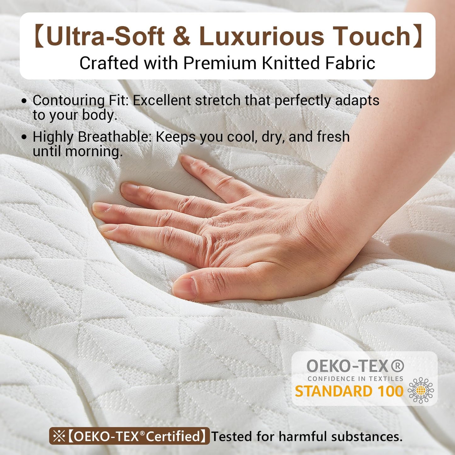 NineLan Orthopaedic Double Mattress 4FT6 for Back Pain Relief, 8.7 Inch Hybrid 5-Zone Pocket Sprung Mattress with Cooling Gel Memory Foam &
