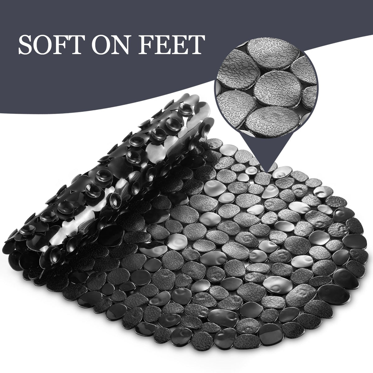 DOPROP Oval Shower Mat 69x36cm, Non Slip Mat with Suction Cups for Elderly