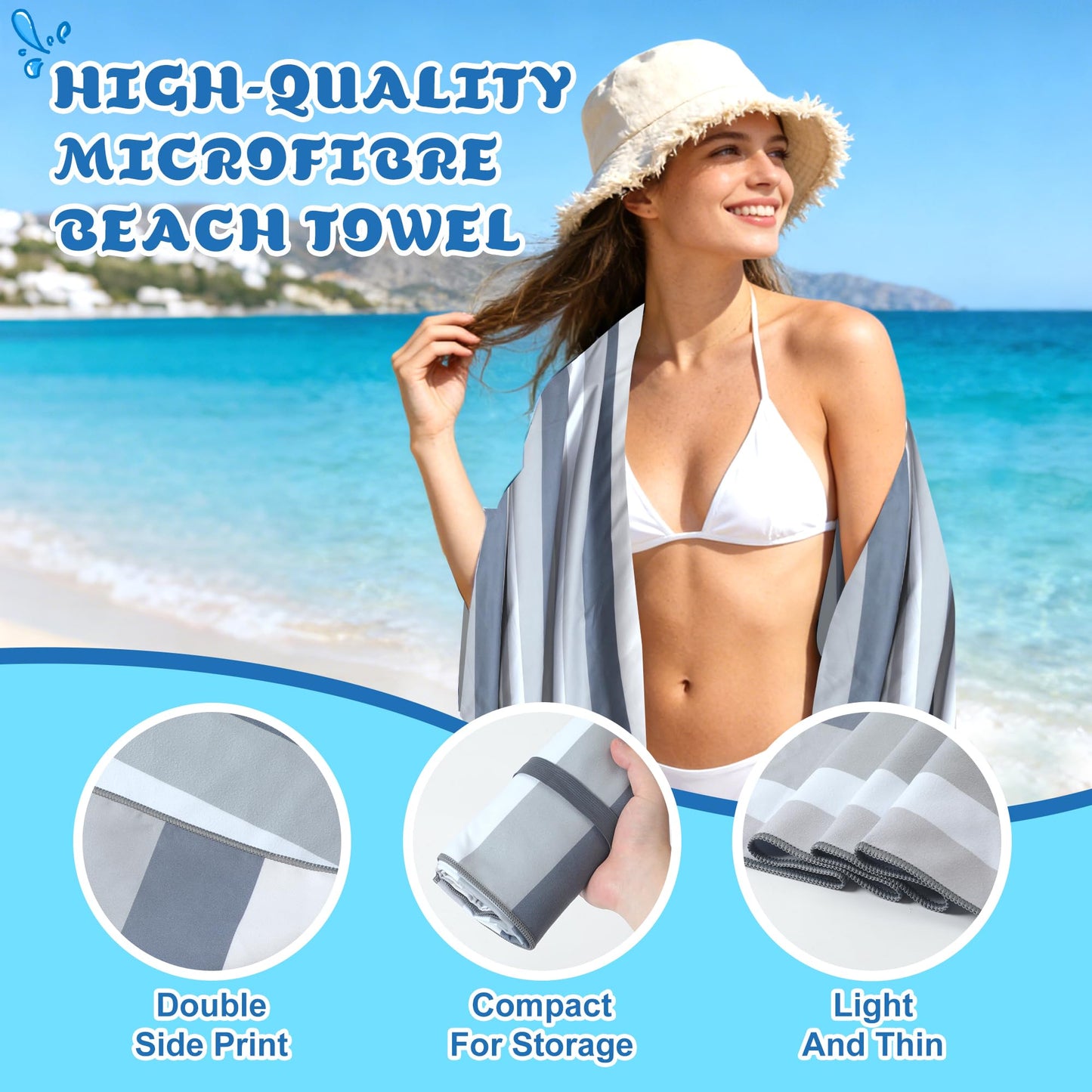 Anavasi Microfibre Beach Towels for Adults, 1 Pack 180 x 90cm 100% Recycled