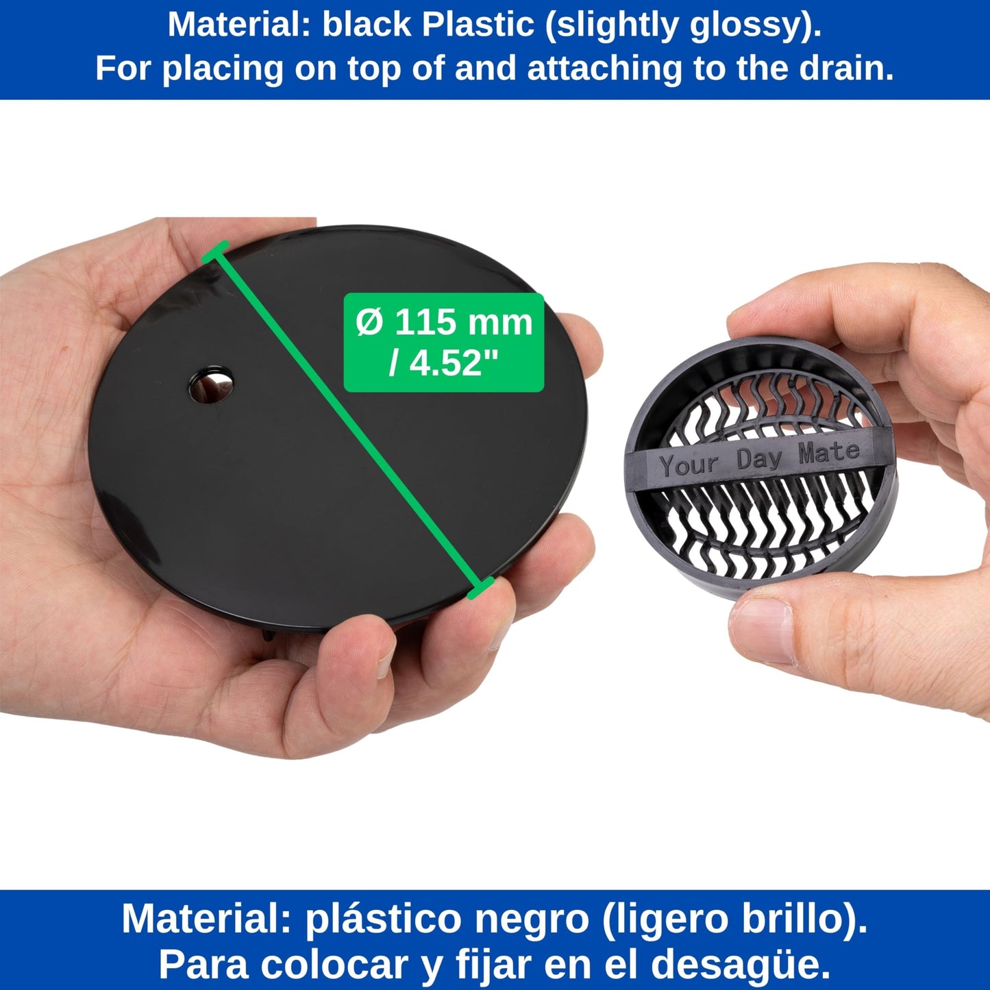 Cover Set with Hair Strainer for Shower Drain, Ø 115 mm, Compatible with Viega Tempoplex Drain from Year of Manufacture 2006