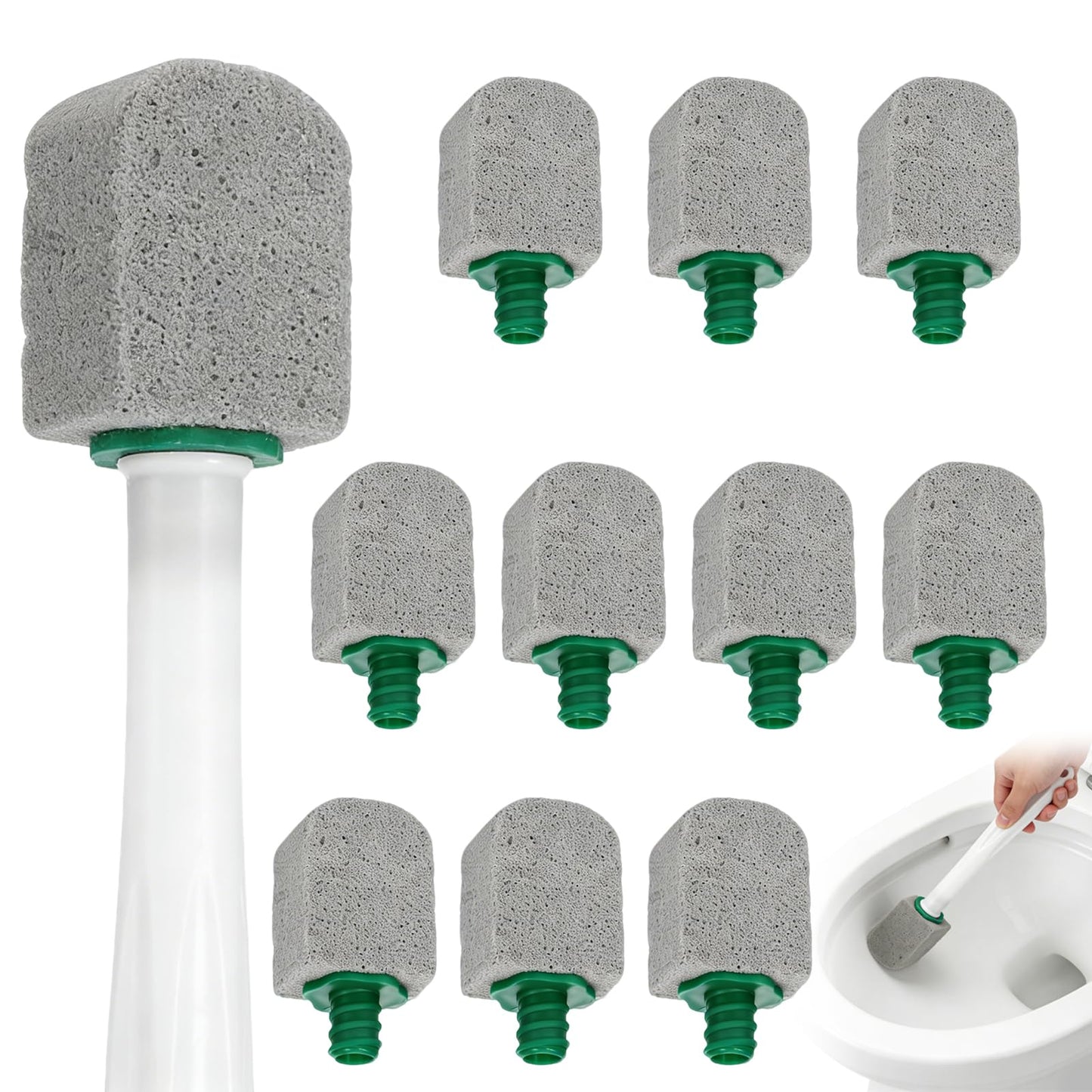 10 Pcs Pumice Stone for Toilet, Toilet Pumice Cleaning Stone with Short Handle, Nature Pumice Sticks for Clean Toilets, Pool, Bathroom (grey)