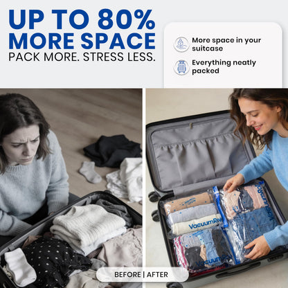 myHodo Vacuum Compression Bags for Rolling 10 Pieces - Reusable Storage Solution, Versatile Travel Bags for Suitcase & Backpack, Durable & Hygienic