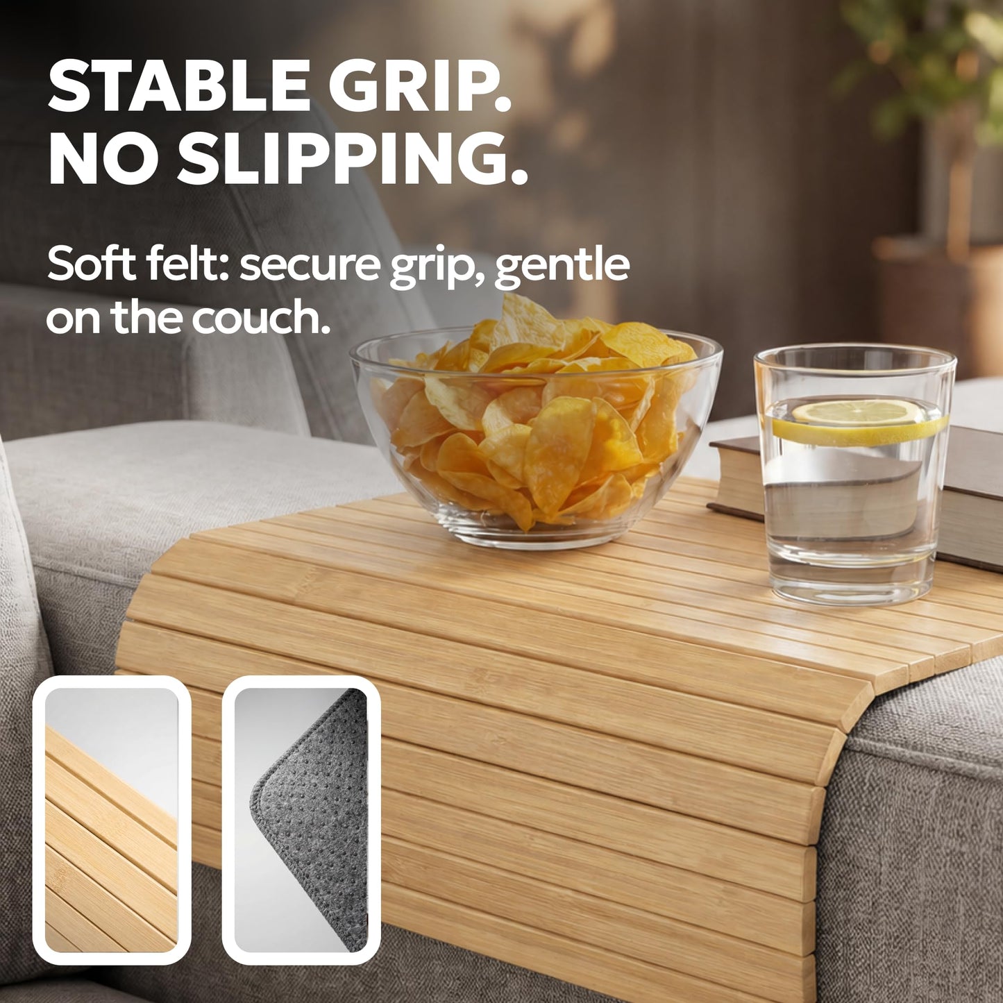 Sofa Arm Tray - Armchair Tray - Sofa Arm Table - Bamboo Armrest Caddy